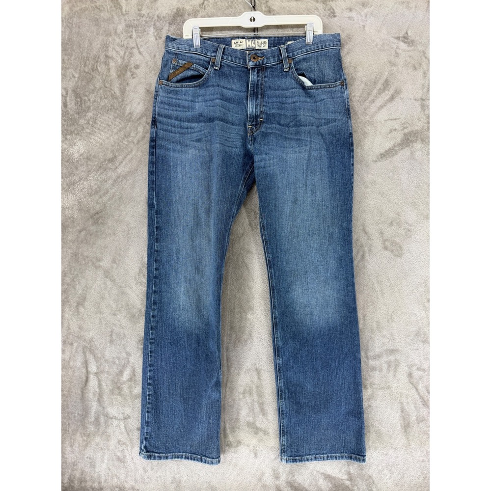 Ariat M4 Relaxed Boot Cut Jeans Mens 34x34 Blue Legacy Stretch Denim 10022676